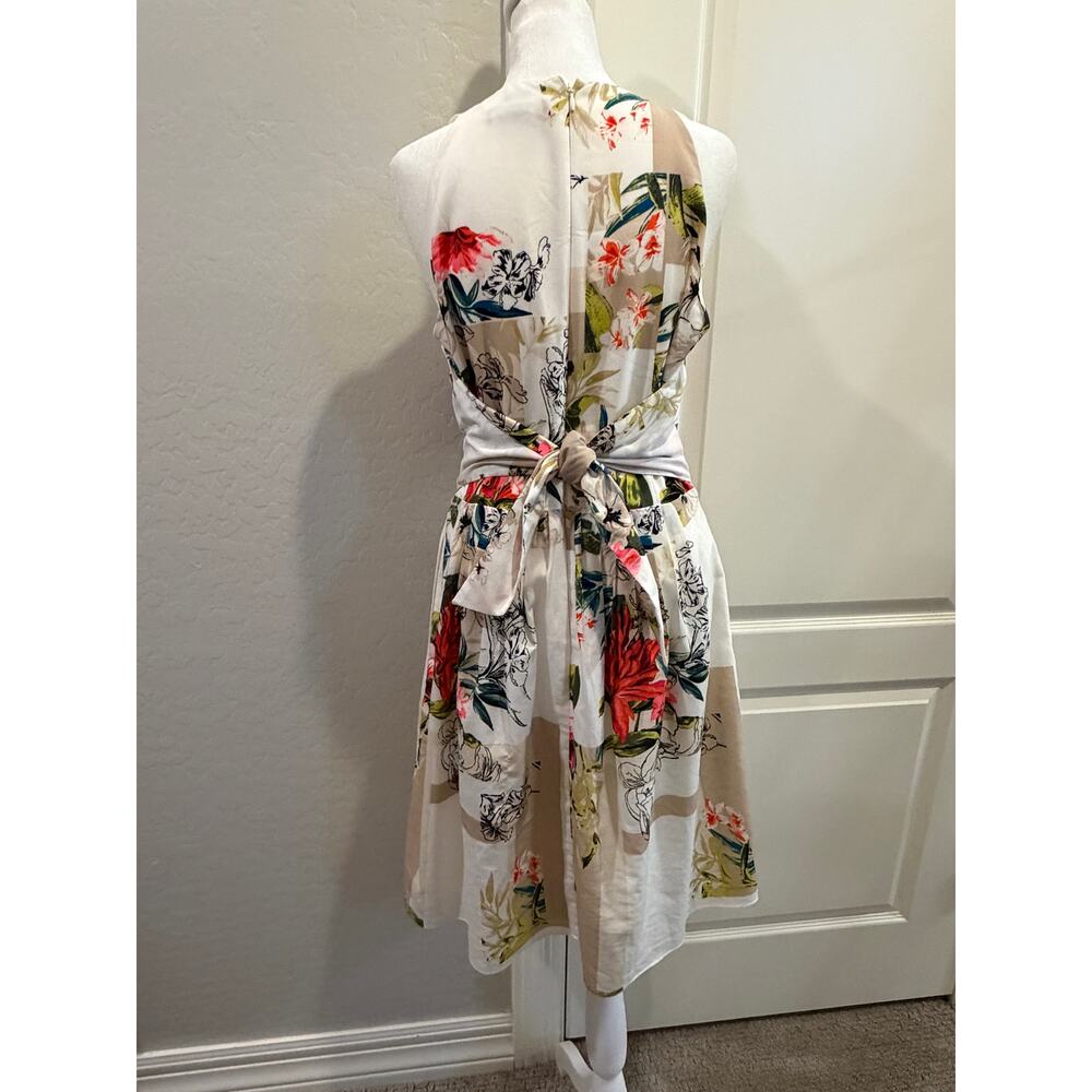 White House, Black market, white watercolor floral dress- sleeveless -size  8 - Picture 3 of 7